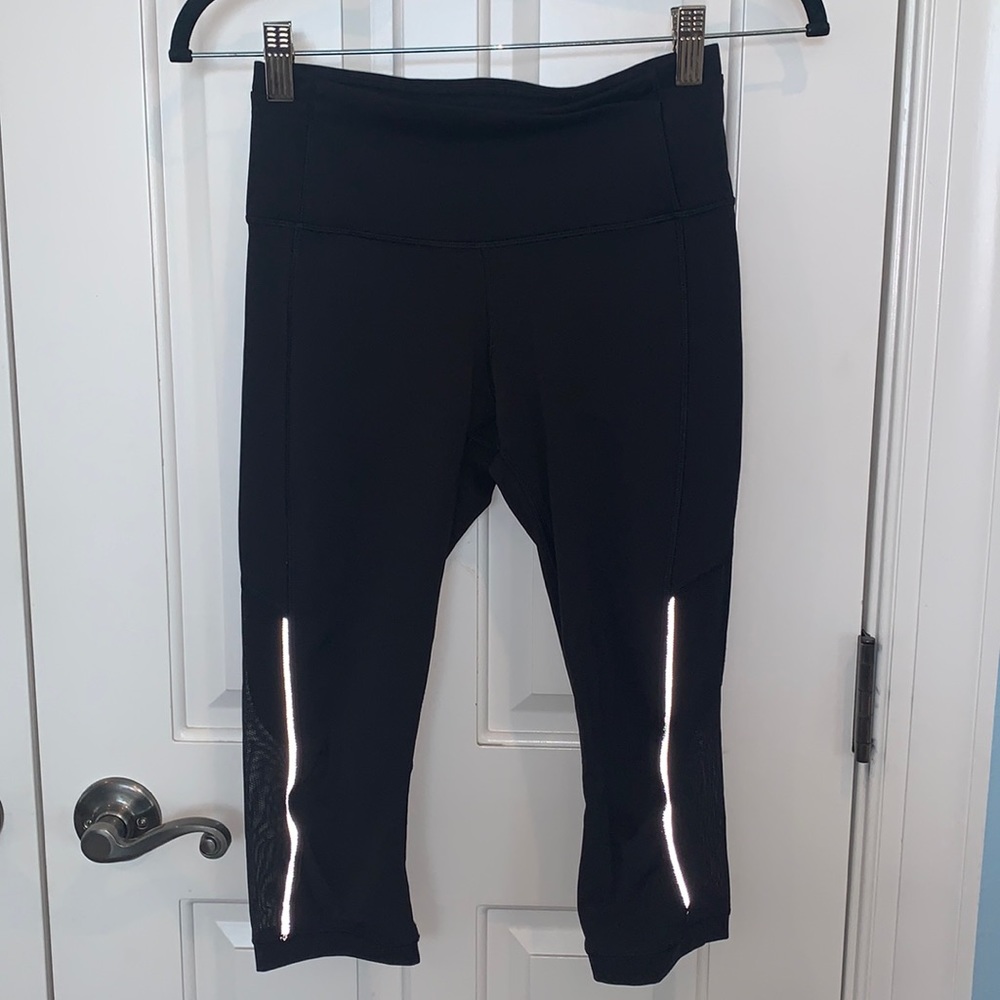 Lulu Lemon Black Crop Mesh Leggings